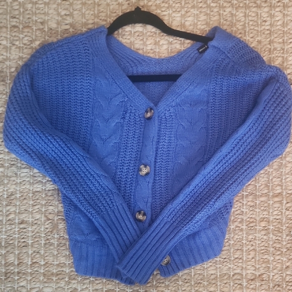 Blue Cable Knit Women's Sweater - Picture 1 of 4
